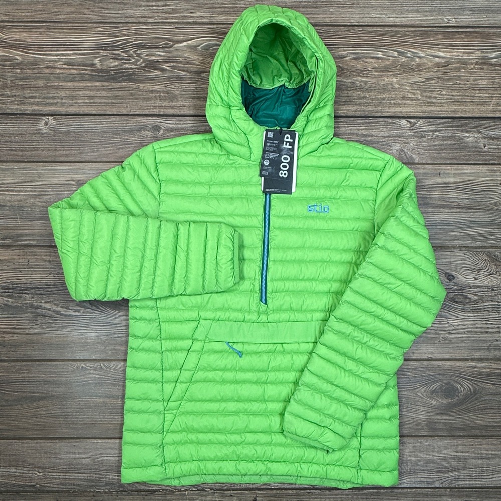 Stio Men Pinion Down Pullover 800 FP Hooded Jacket Green Tender Shoot MEDIUM NWT - Picture 2 of 9
